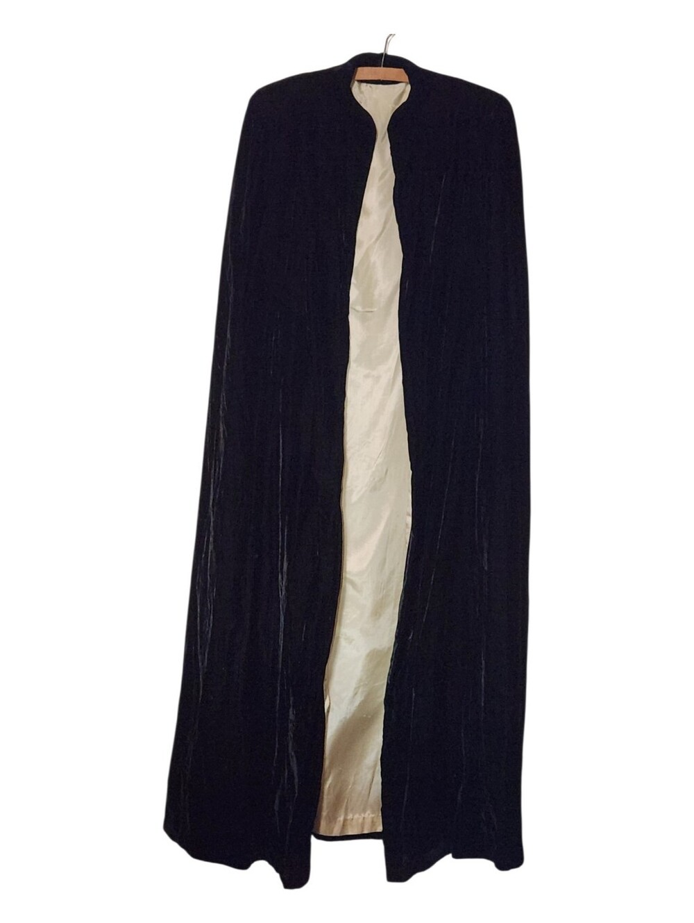 VINTAGE 1930's 40's Black Velvet Satin Lined Cape